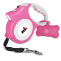 Retractable Dog Leash with LED Light Makife 5m Extendable Dog Lead for Small Medium Puppis up to 25kgs One-Hand Brake & Lock System Ergonomic Handle - Pink