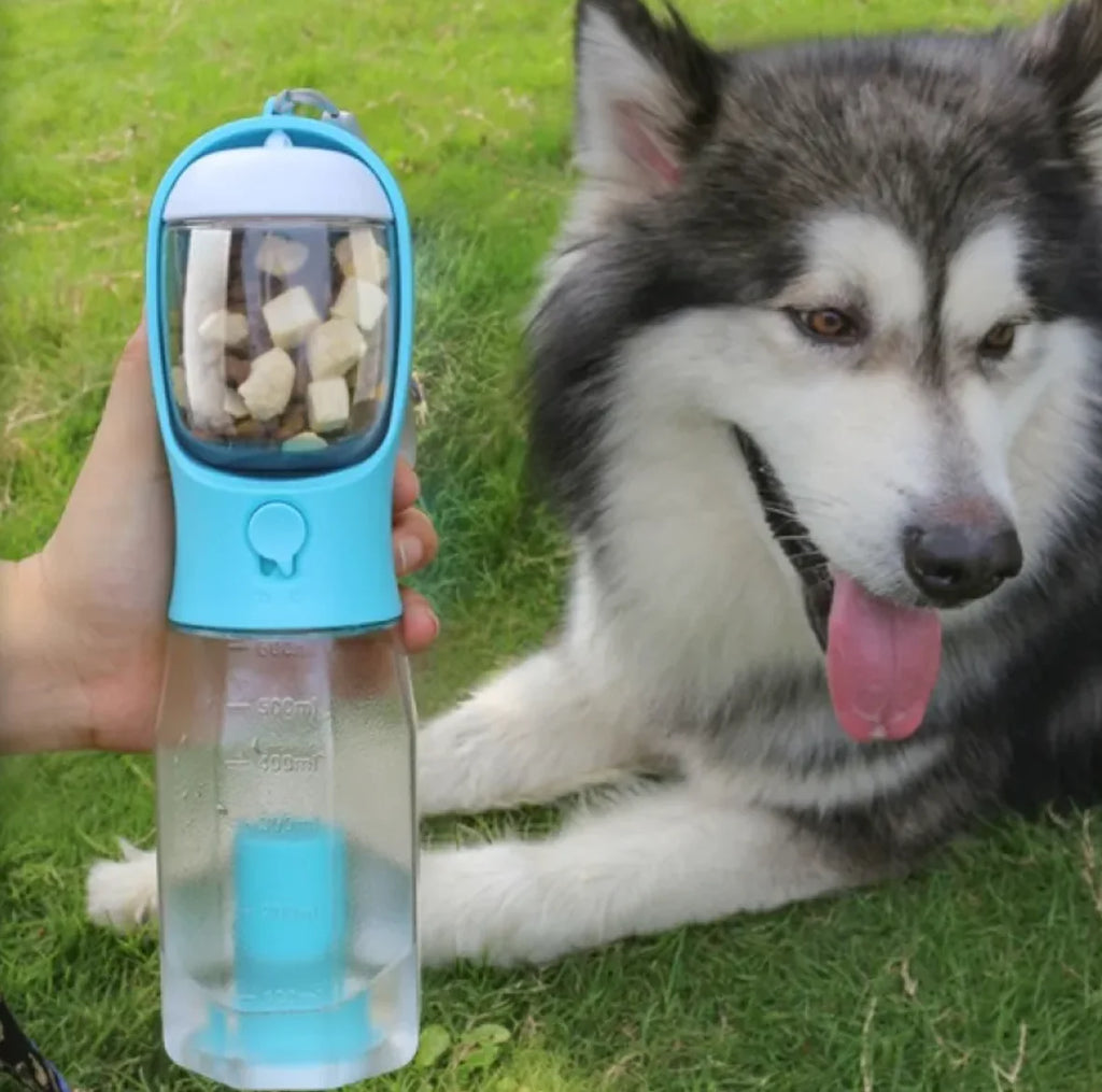 3-in-1 Pet Water & Food Bottle with Waste Bag Holder